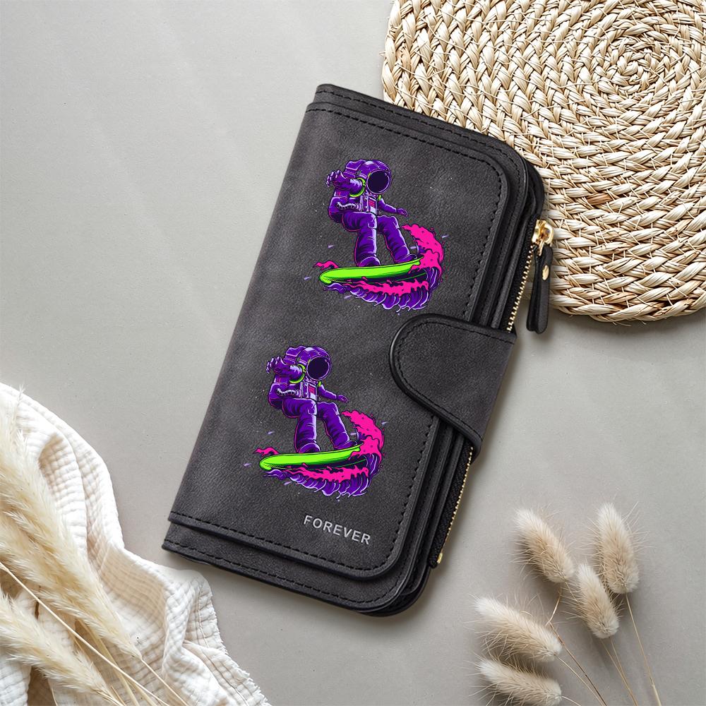 Cool Astronaut Print Long Wallet Fashion Large Capacity Multifunctional Card Holder for Daily Use