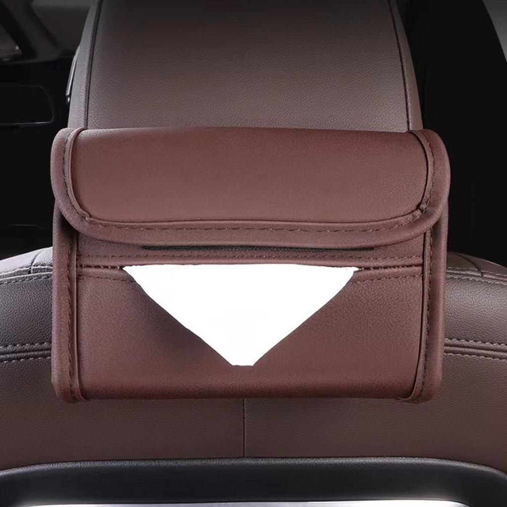 Armrest Tissue Box Holder Wear Resistant Pu Leather Backseat Tissue Case Holder Napkin