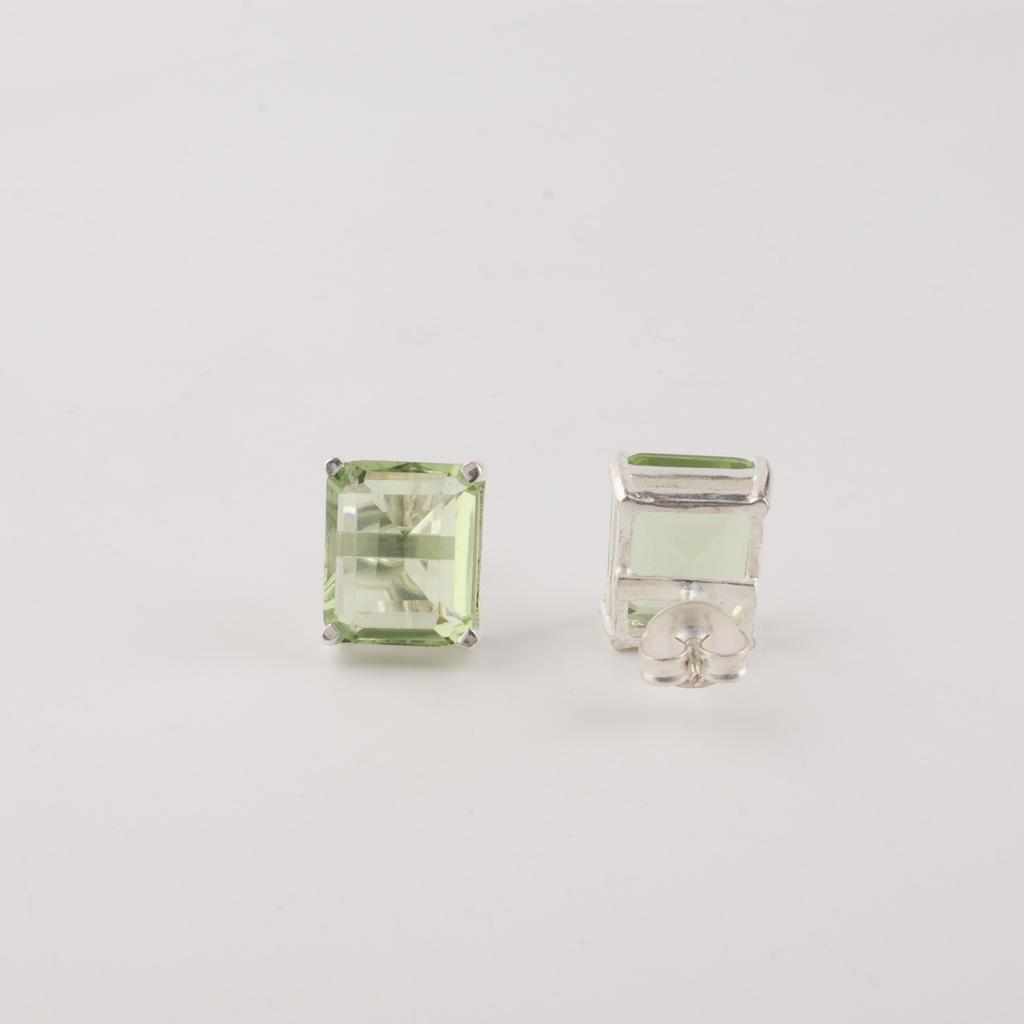 Green Amethyst Gemstone 925 Solid Silver Jewelry Handmade Women's Earrings 0.4" For Thanksgiving Gift EE-179-14