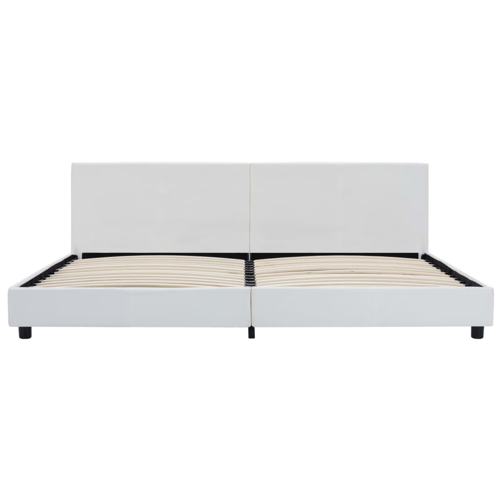 Bed Frame White Faux Leather 180 x 200 cm