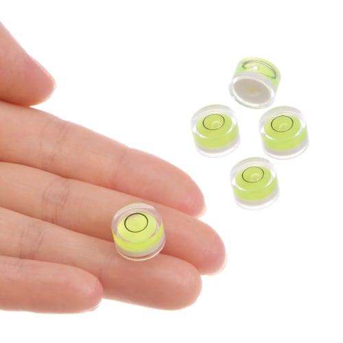 Kozelo 5-Pack Small Round Bubble Levels, 12mm Diameter, 7mm Thick, Mini Round RV Leveling Tool for Travel Trailer Turntable Camera, Lime