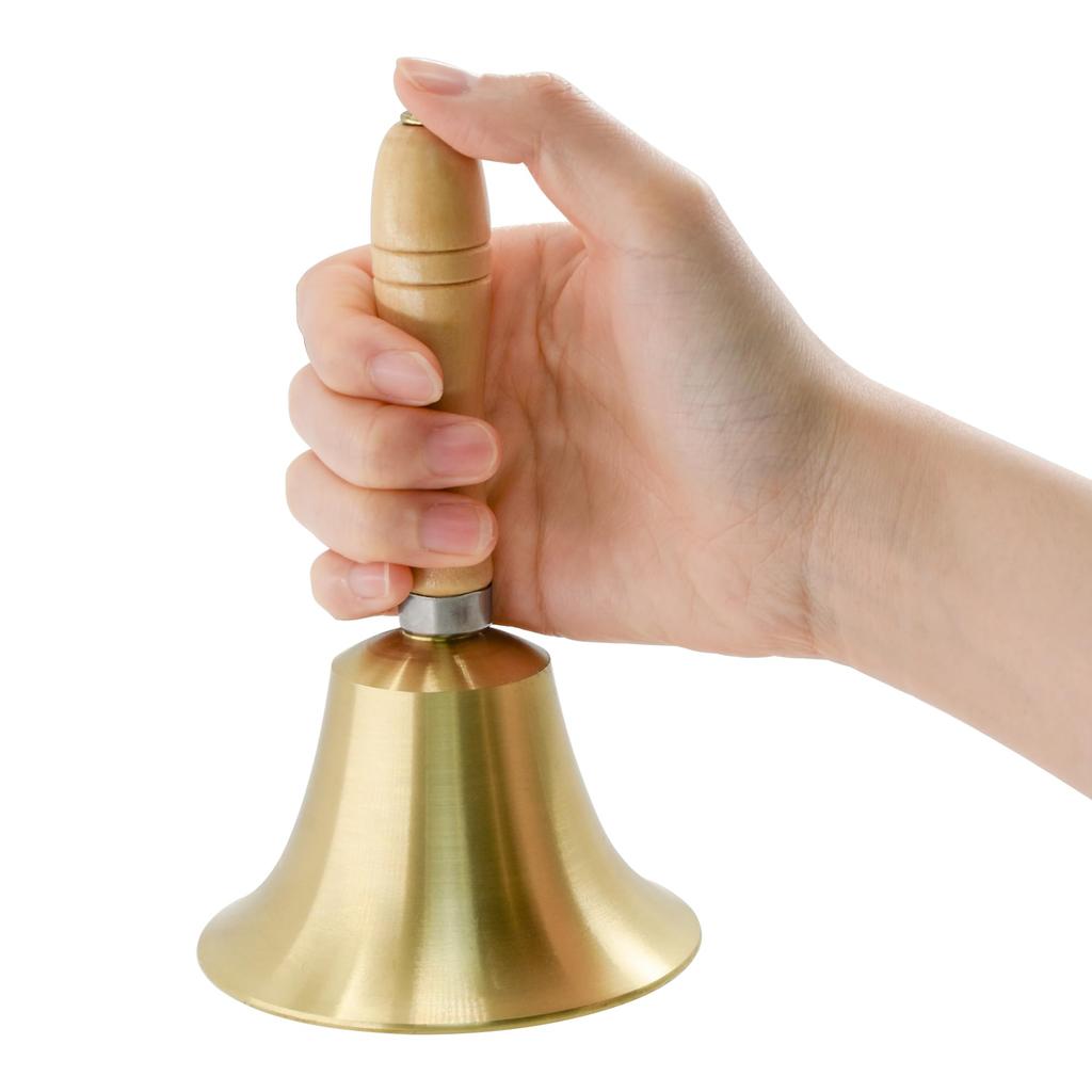 MrMrKura Jackpot Hand Bell, Call Bell, Hand-Wave Bell with Wooden Handle, Brass Table Bell, Raffle, Festival Supplies, Dinner Bell, Metal,