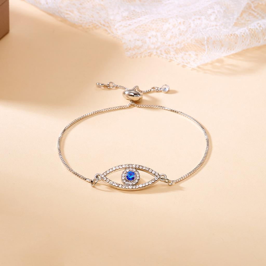 Gold Color Luxury Zircon Blue Evil Eye Bracelet For Women Rhinestone Turkish Lucky Evil Eyes Bangle Good Luck Wealth Zircon
