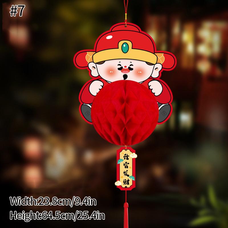 Chinese Red Lantern Traditional New Year Festival Hanging Decor Chinese Spring Festival Paper Honeycomb Lanterns