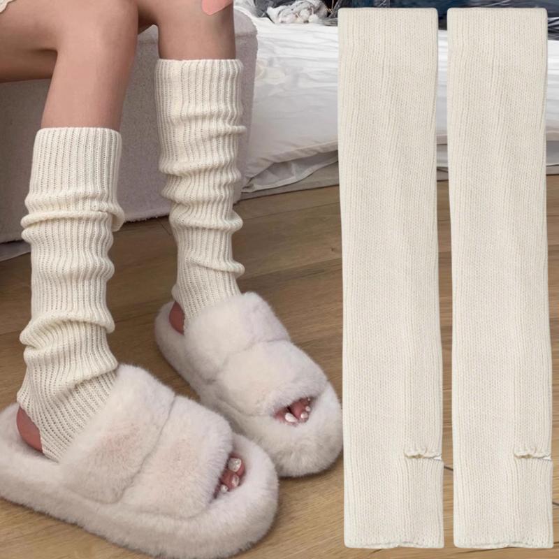 Y2k Winter Leg Warmers Fluffy Cute Accessories Gothic Lolita Knit Long Socks Women Leg Warmer Lady Stylish Stretchy Boots Cover