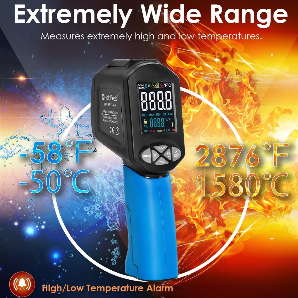 High-Temperature Infrared Thermometers For Steel, Metallurgical And Glass Manufacturing Industries HP-1580C-APP Thermohygrometer