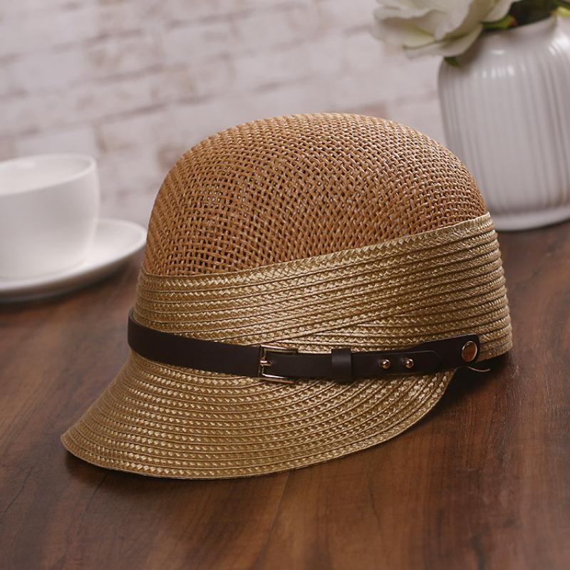 Summer Straw Newsboy Caps For Women Solid Color Bow Breathable Mesh Straw Beret Artist Painter Hat Elegant Female Cap