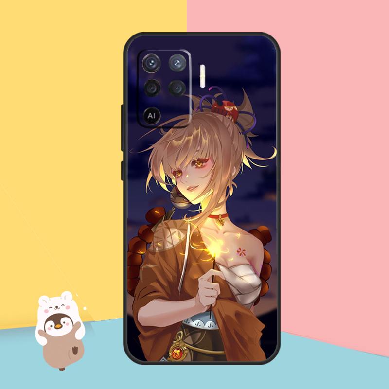 Anime Genshin Impact Yoimiya Case For OPPO A74 A93 A83 A91 A53S A9 A5 A31 A53 2020 A15 A16 A1K A52 A72 A94 A54 Cover