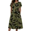 Women's Summer Fashion Round Neck Casual Plant Floral Print Short Sleeve Dress
