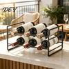 Desktop Bottle Rack Iron Wine Rack, Curved Grooves, Countertop Cabinet Storage Shelf, Compact Stand Metal Holder, for Kitchen Cupboard And Pantry Home