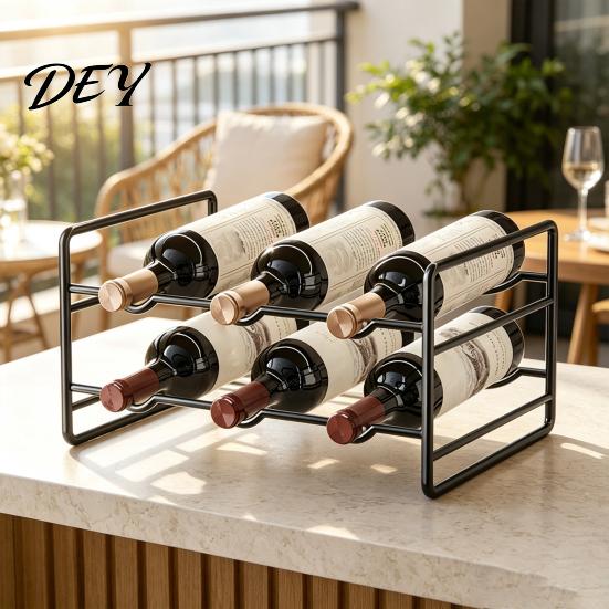 Desktop Bottle Rack Iron Wine Rack, Curved Grooves, Countertop Cabinet Storage Shelf, Compact Stand Metal Holder, for Kitchen Cupboard And Pantry Home