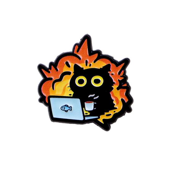 

Decorative Brooch Enamel Cartoon Black Cat Shape Zinc Alloy Lapel Pin Sweater Dress Suit Lapel Badge Versatile Accessory A