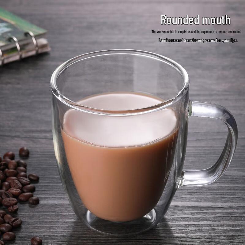 Shangqi Double Wall Glass Coffee/Juice Cup Set with Handle