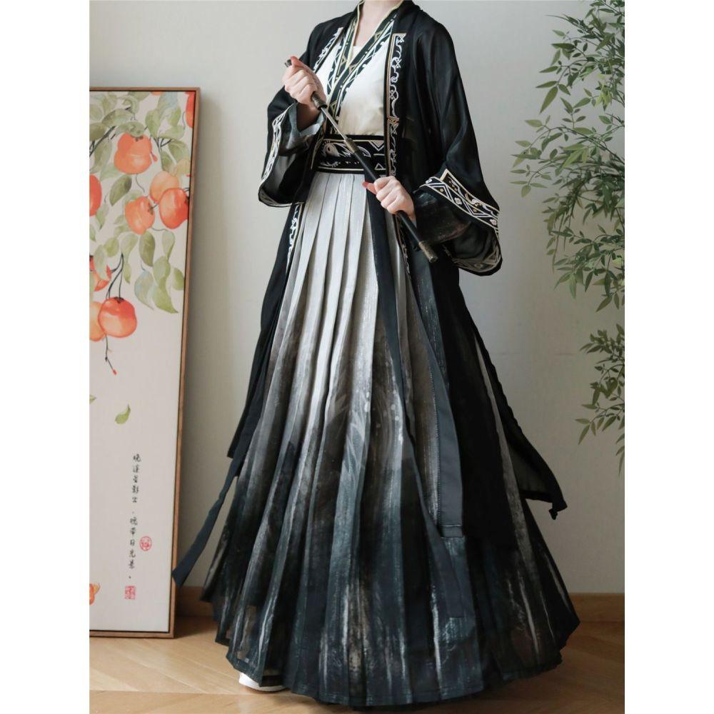 Chinese Song Dynasty Style Hanfu Men's And Women's Embroidery Suit Modified Ink Daily Suit