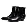 European and American Cross-Border E-commerce Chelsea Boots: Men's Pointed Toe Genuine Leather Snake Print High Street Style.