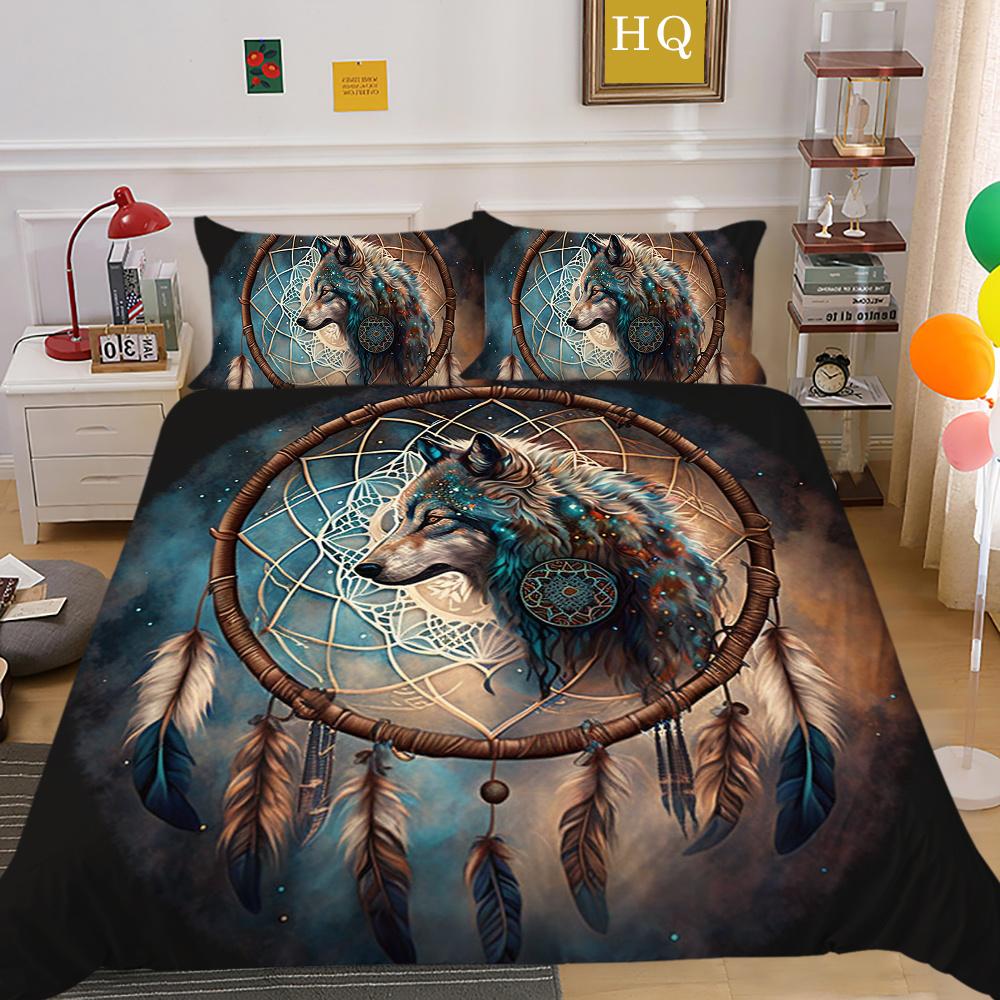 Bettbezüge, Wolf-Druck, King-Size-Mikrofaser-Bettwäsche-Set, Bezug für Mann, weich, hochwertige Heimtextilien