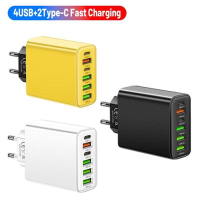 3,1A Multi-Port Handy-Ladegerät: 2 Typ-C PD + 4 USB Reise-Ladegerät