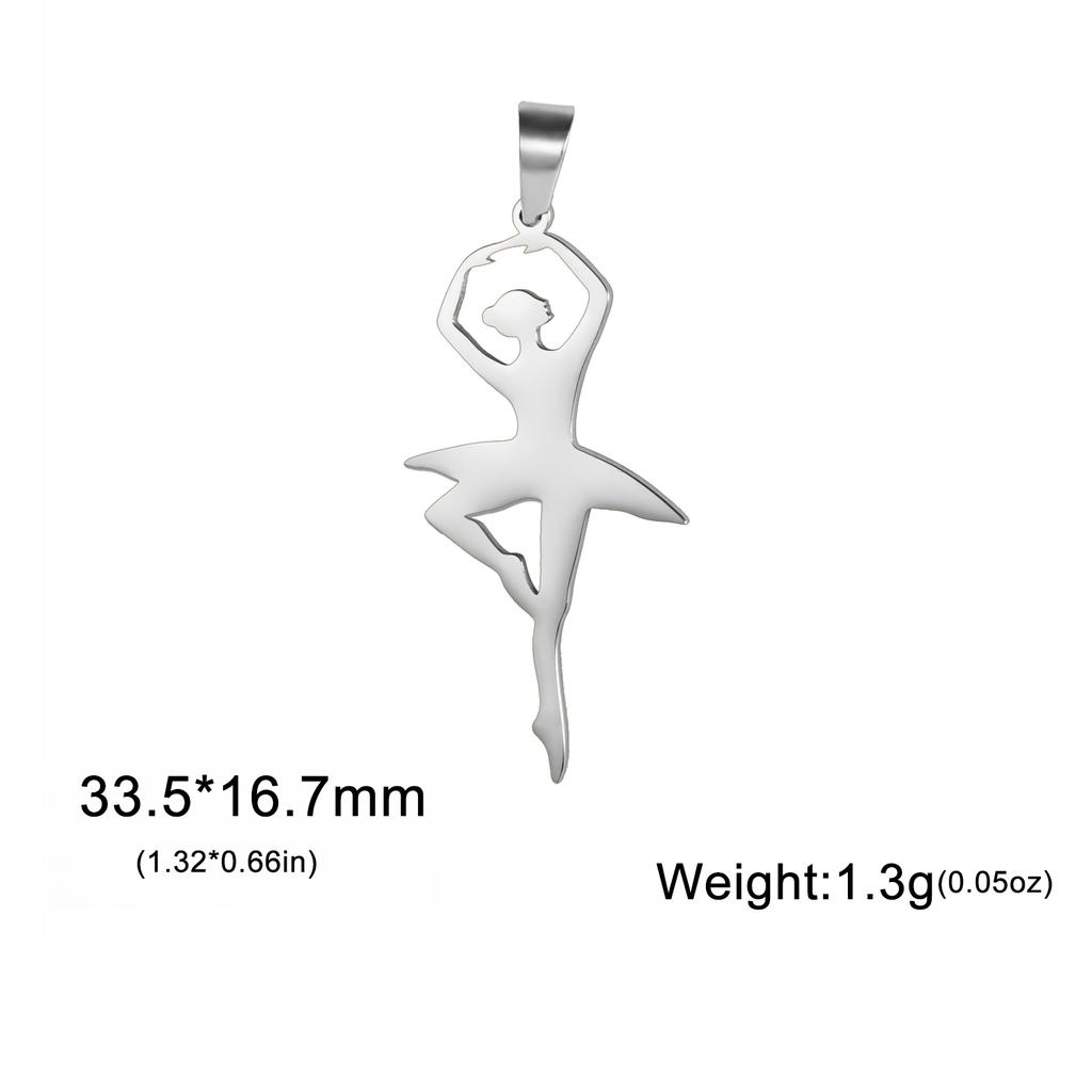Teamer 5pcs/lot Ballet Charms Stainless Steel Gymnastics Heart Round Pendant for Necklace Keychain Women DIY Jewelry Making Gift