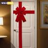 Christmas Front Door Decoration Hanging Bow Knot Imitation Linen Ribbon New Year Xmas Front Door Decor Big Bow Diy Material