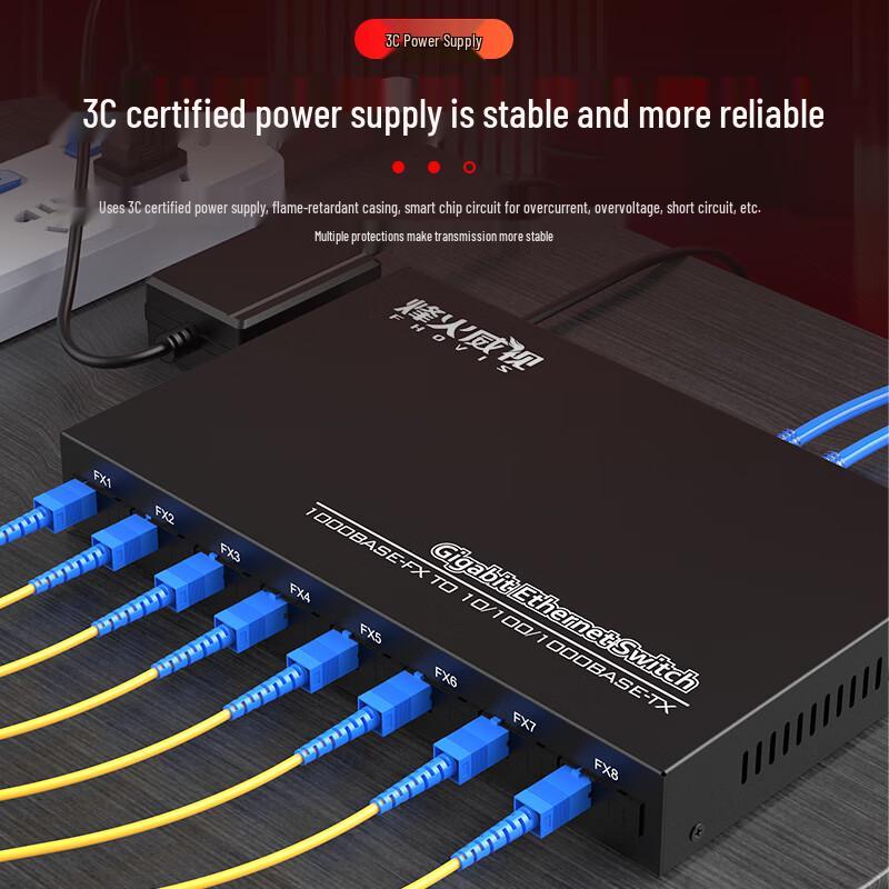 Fenghuo Weishi Gigabit 8-Port Fiber Optic Transceiver & Switch