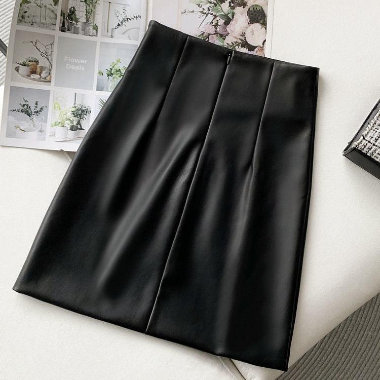 White PU Skirt Women High Waist Bodycon Mini Skirts Fashion Ladies