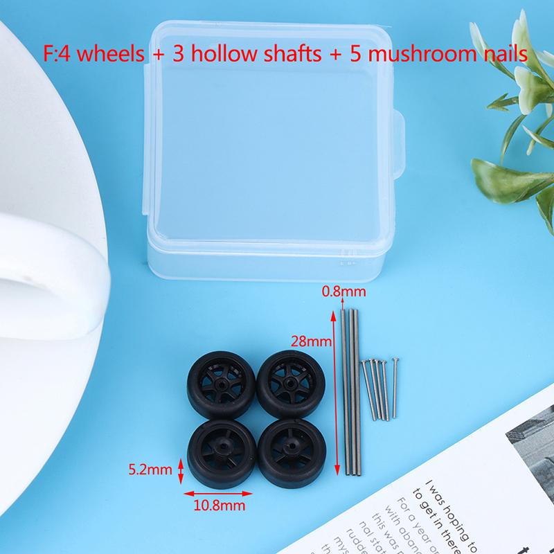 1/64 Wheels For Hotwheels With Rubber Tire Hollow Shaft Model Car Modified Parts