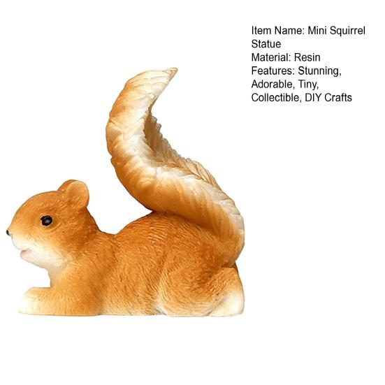 Mini Squirrel Figurine Tiny Resin Squirrel Fairy Garden Accessories Cute Miniature Animal Statue for Moss Landscape DIY Terrarium Home Decor