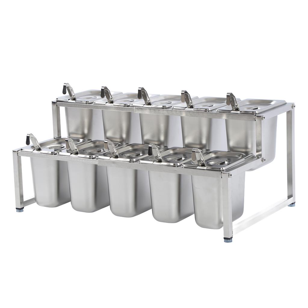 Telescopic Condiment Dispenser Dual Layers Stainless Steel Jam Pot Rack for Milk T Shop Household