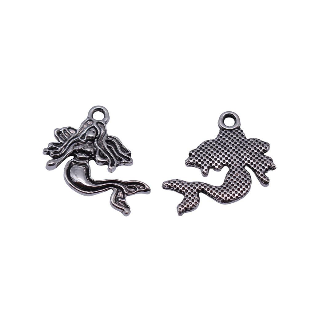 Mermaid Skeleton Charms Gothic Alloy Pendants For Halloween DIY Jewelry Accessories