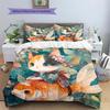 Cat and Fish Pattern Bedding Quilt Set  Home Decoration  Gift (1 * duvet cover + 2 * pillowcase  without core)