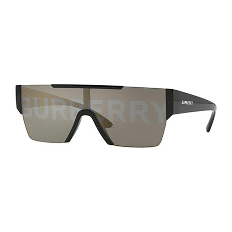 Burberry LOGO Full Print Plate Frame Square Sunglasses Men's Dark Grey