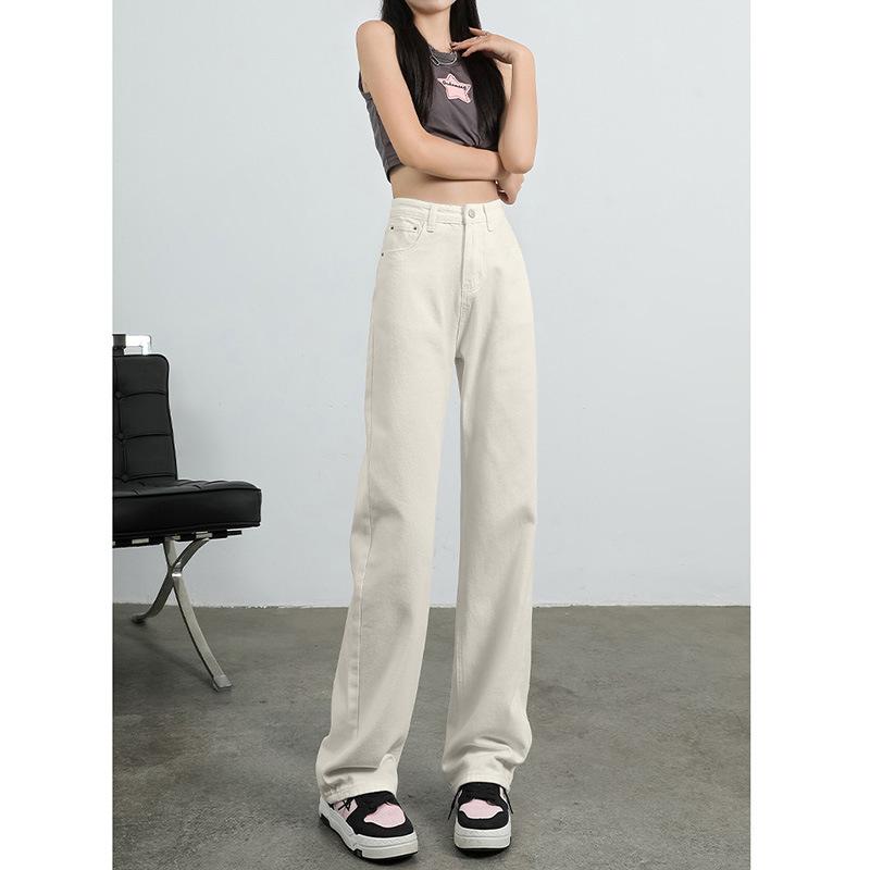 Korean Version of Simple Straight Jeans for Women In Autumn and Winter New Style Slim and Versatile Wide-leg High-waist Jeans