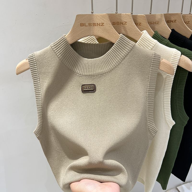 Slim Fitted Turtleneck Knitted Camisole Tank Top Women's Designed Base Layer Inner Wear Sleeveless Top Women's Summer