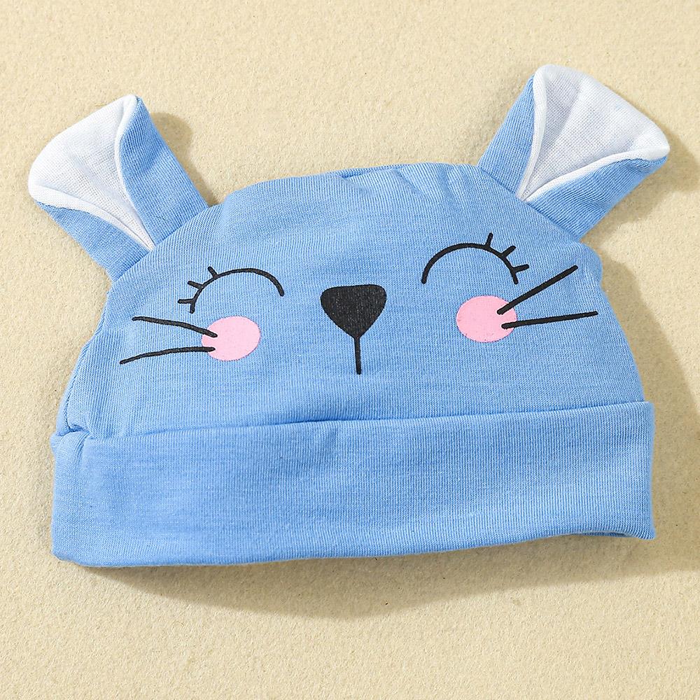 1-18 Monate Baby Jungen Monogrammierter Kurzarm-Body Einfarbige Hose und Mütze Blauer Anzug