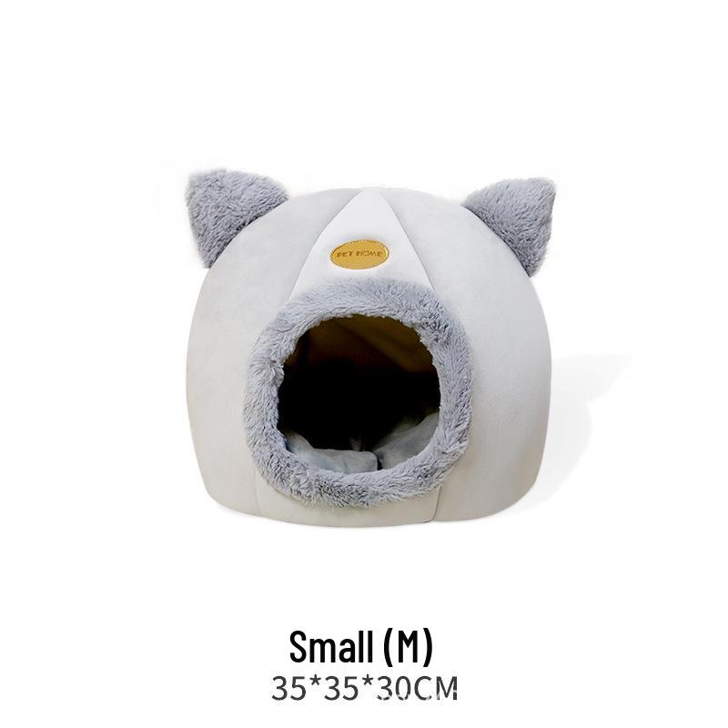 Cozy Winter Cat Bed: Thick, All-Season Semi-Enclosed Pet House
