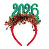 Hair Hoop 2026 Shiny Sequin Headband Elastic Festive Hairband with Plush Ribbons Colorful New Year Party Accessory