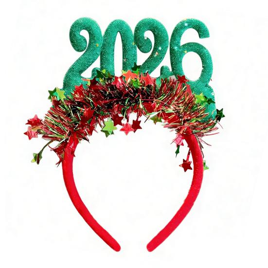

Обруч для волосся 2026 Блискучий обруч з паєтками Еластичний святковий обруч з плюшевими стрічками Барвистий аксесуар для новорічної вечірки