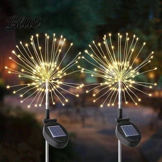 Modern Outdoor Mood Lighting Solar Garden Stake Light 200 LED Dandelion Firework-like Decorative Lights IP65 Waterproof Lamps Landscape with 8 Modes
