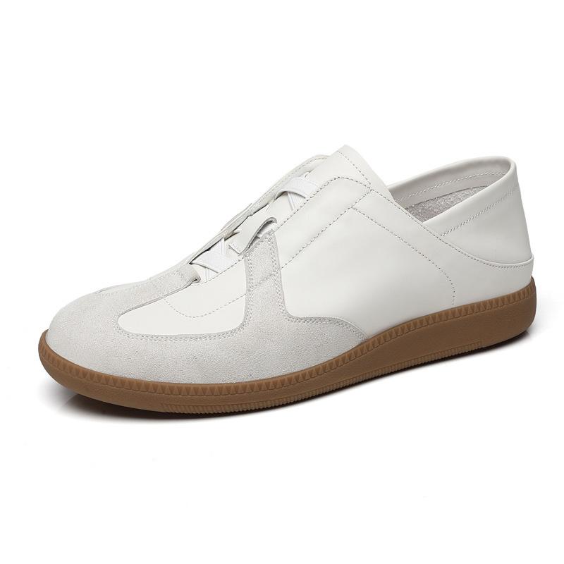 new Men Genuine Leather Casual Shoes Fashion Flat Skate Shoes Youth Street Cool Slip-on Sneaker