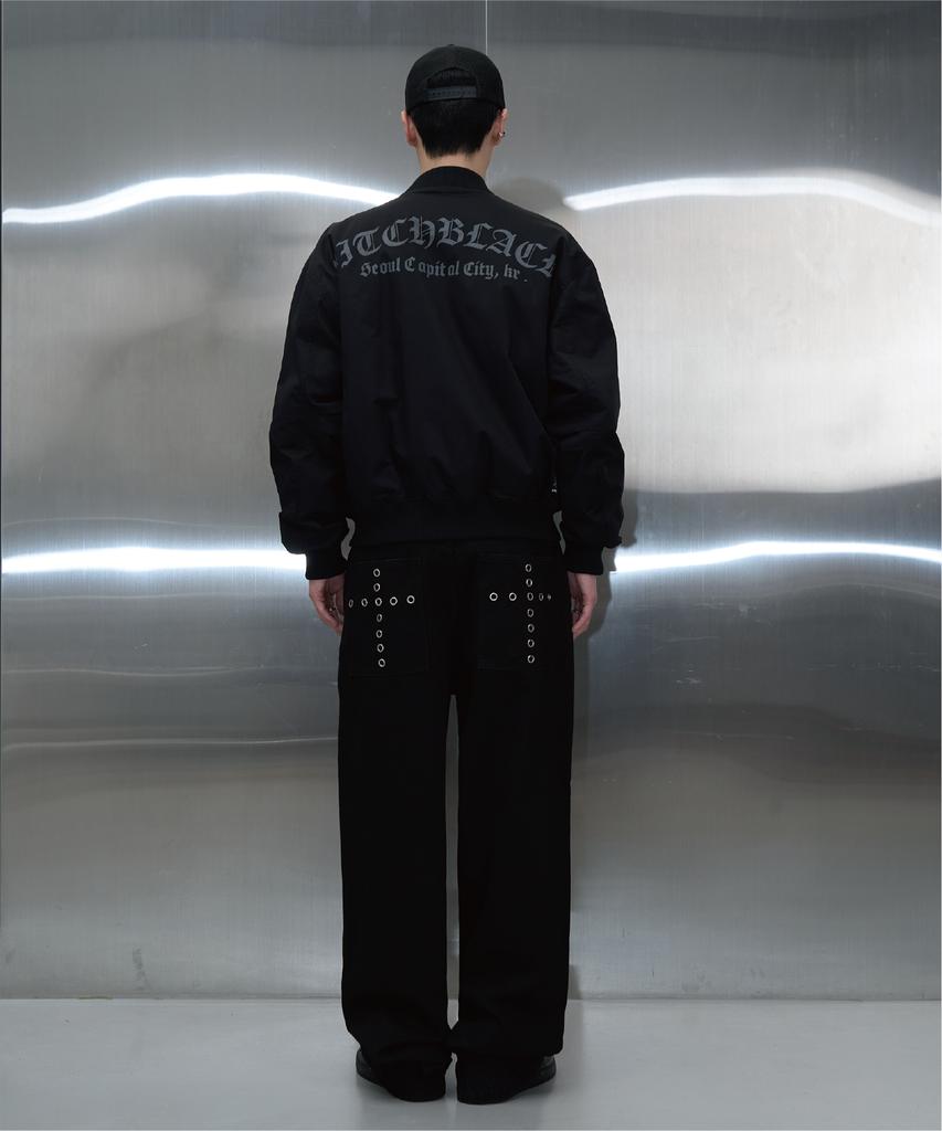 Pitchblack Utility Pocket Logo Flight Jarcket (Black)