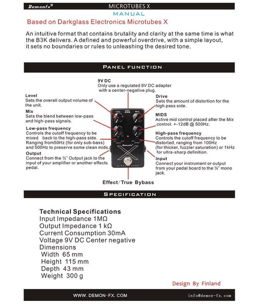 Demonfx MICROTUBES Electronics MICROTUBES X Clone Bass Distortion Bass Effector BASS Distortion X/Darkglass