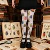 Whimsy Cute Printed Opaque Tights Stockings for Women Japanese Elegant Gothic Grunge Patterned White Pantyhose Leggings
