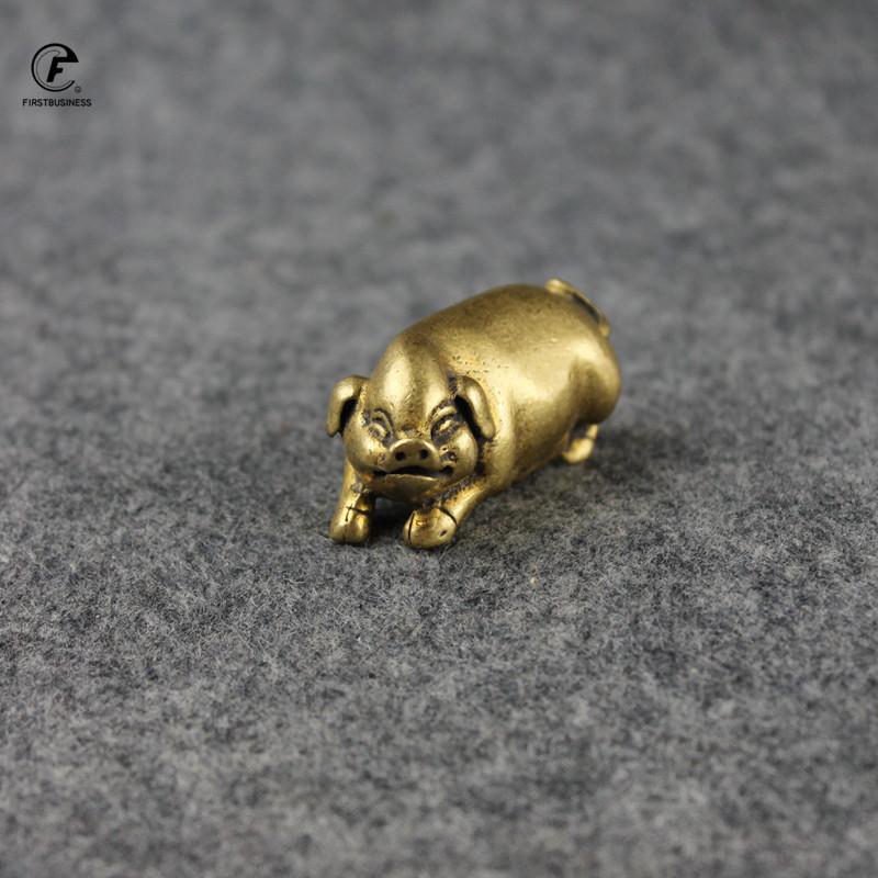 Copper Pig Small Statue Ornaments Solid Brass Desktop Tea Pet Decorations Animal Miniatures Figurines Home Table Decor Crafts