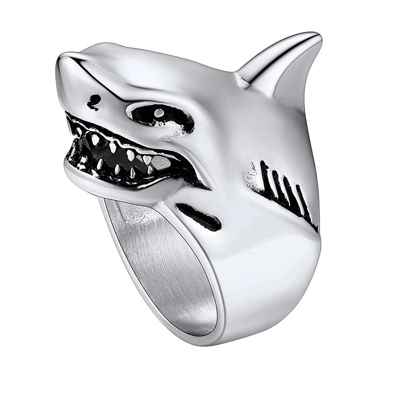 U7 Edelstahl Große Ringe für Mann Vogel Ziege Oktopus Hai Schlange Knochen Charm Größe 7-14 Rock Punk Tier Totenkopf Schmuck