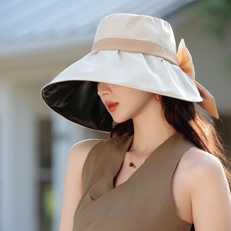 

Весна и лето новая шляпа женская защита от УФ лучей шляпа от солнца летняя шляпа-ведро с бантом защита от солнца шляпа от солнца Average size