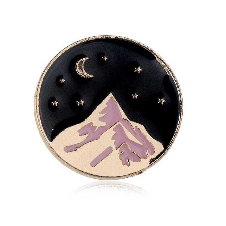 European  American Star and Moon Fashion Brooch