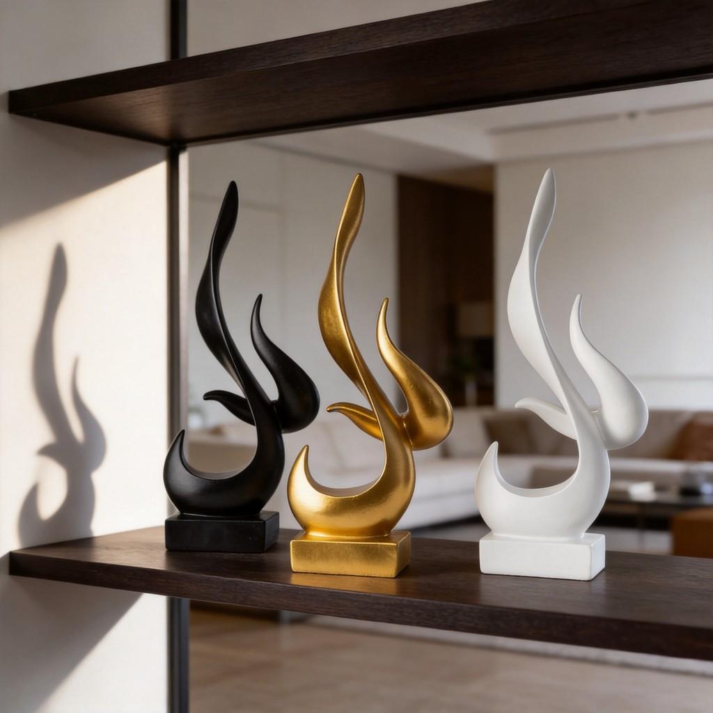 Modern Flame Small Sculpture Resin Home Decor For Living Room And Office Gift
