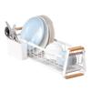 Dish Rack and Drain Board Kitchen Plate Cup Dish Drying Rack Tray Cutlery Dish Drainer with Wood Handle