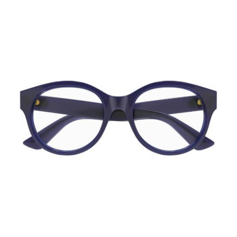Gucci Temple Logo Round Optical Frame Women's Blue