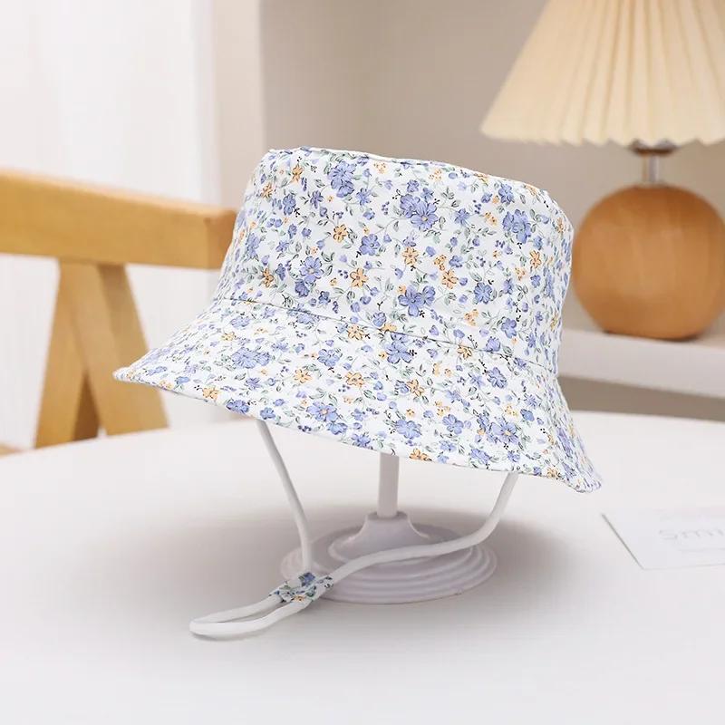 Baby Sun Hat Summer Kids Cartoon Dinosaur Print Soft Cotton Bucket Hat For Girls Boys Panama Beach UV Protection Cap Children